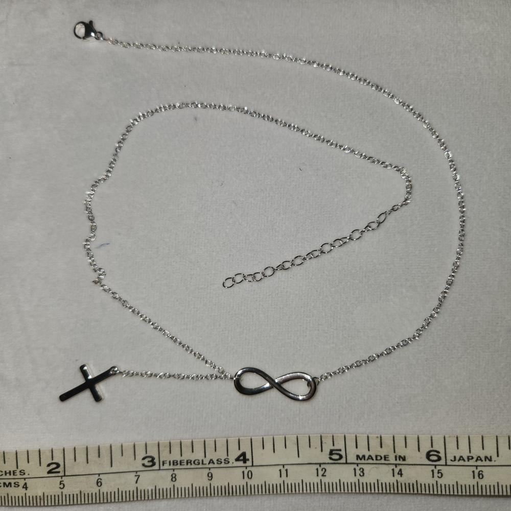 Silver Infinity Cross Necklace - image 2